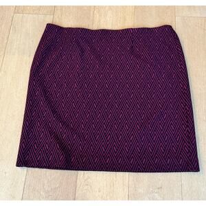 Jones Studio Womens Burgundy Black Geometric Knit Knee Length Pencil Skirt Sz 3X